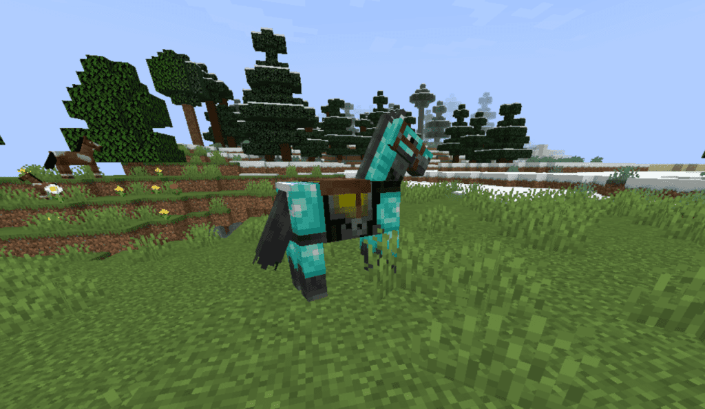 A Minecraft Horse Wearing A Saddle and A Diamond Armor