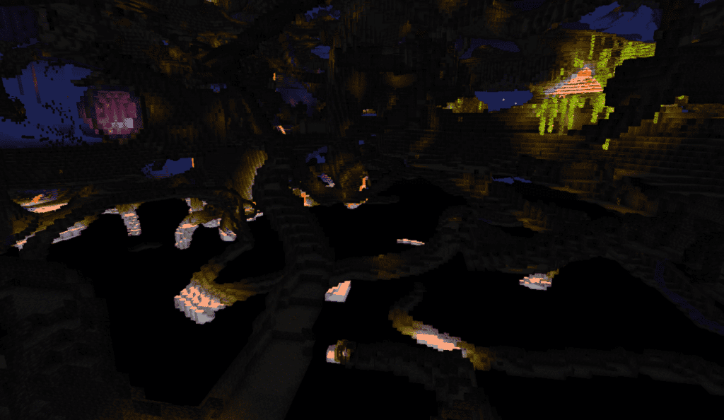 An Underground View in Spectator Mode in Minecraft