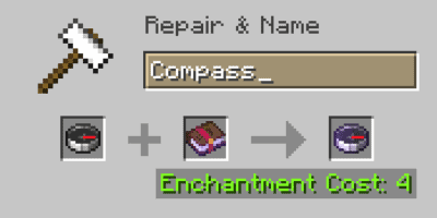 Enchanting a Minecraft Compass With a Curse of Vanishing