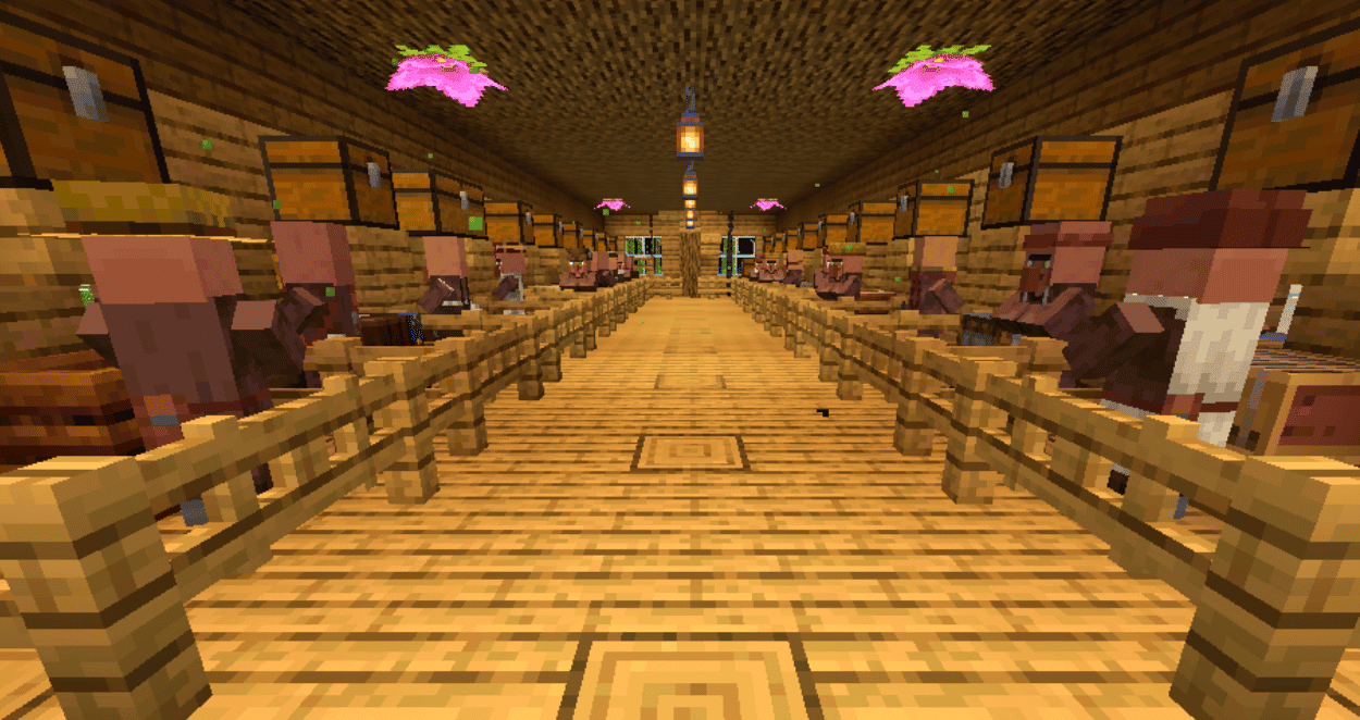 A Minecraft trading hall