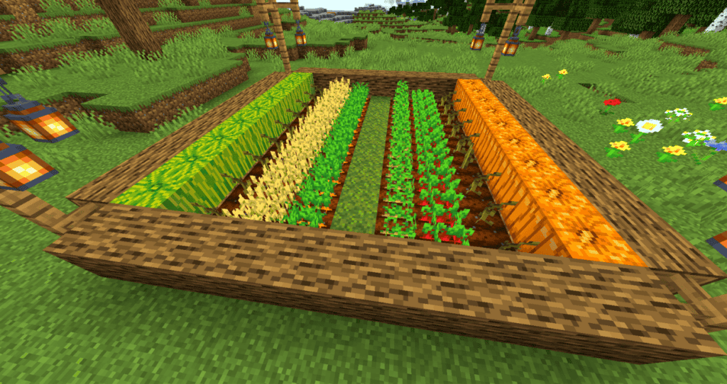 A simple farm with one of each crop