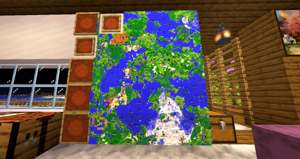 An ongoing map wall project is one of many great things to do in Minecraft