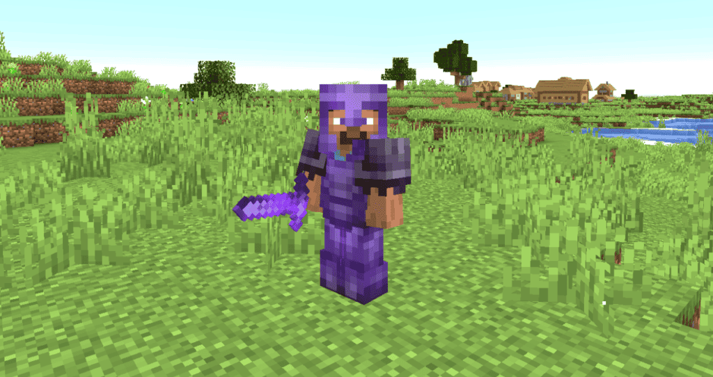 Steve covered in enchanted netherite gear