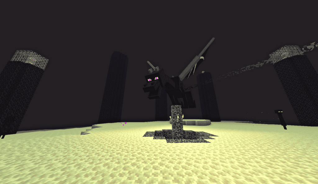 The Ender Dragon on Top of the Bedrock Frame after the Perch