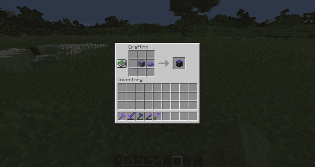 Changing the Color of a Shulker Box on a Crafting Table