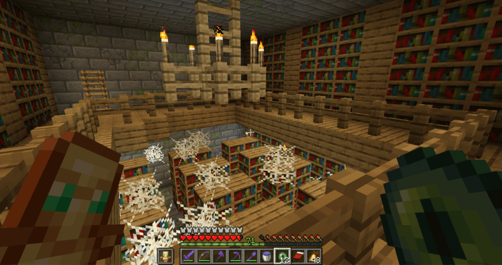 A library inside a Minecraft Stronghold