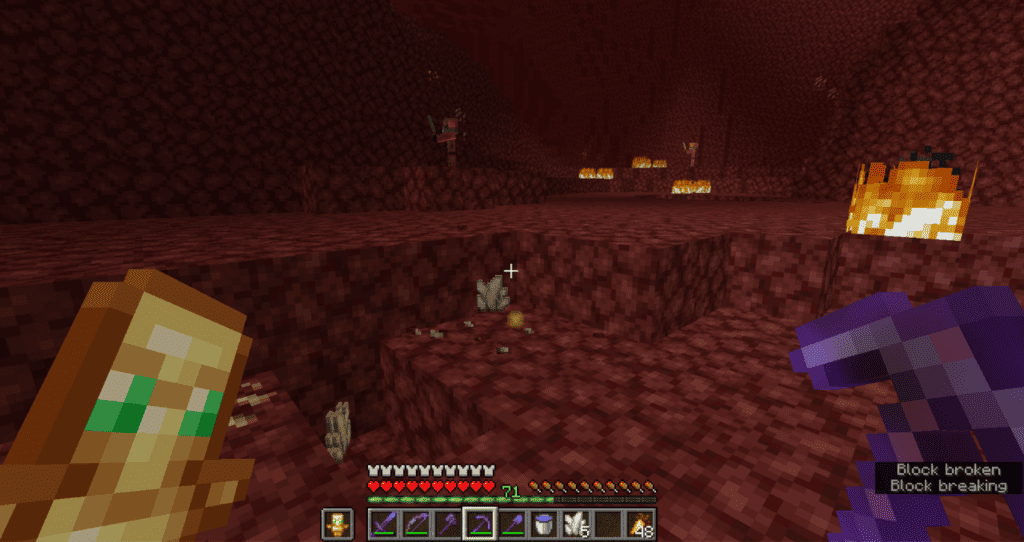 Mined Nether Quartz with XP orbs