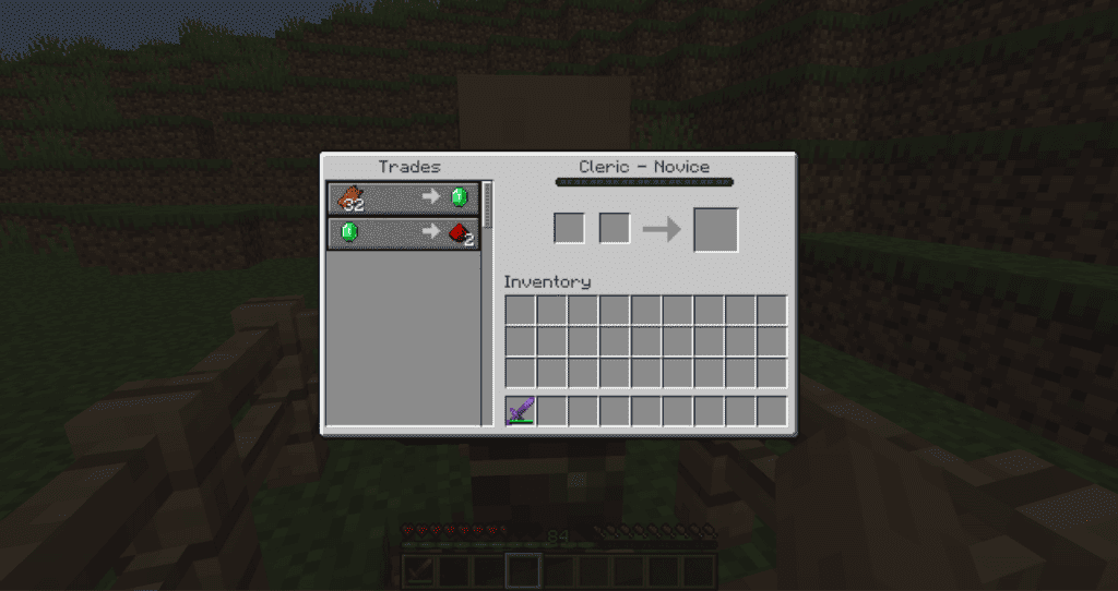 The UI of a novice Cleric Villager